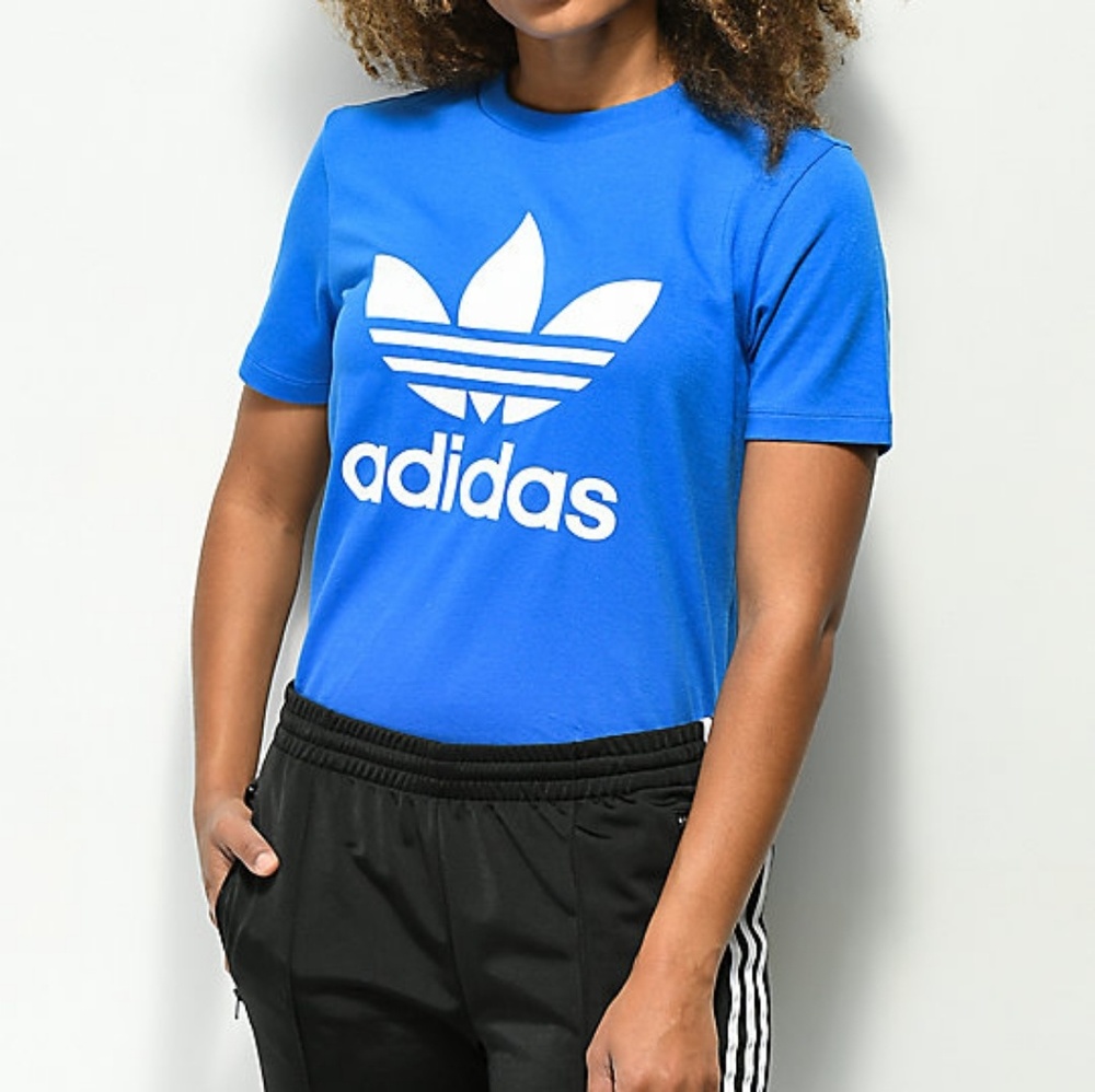 Adidas trefoil blue t shirt